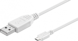 USB 2.0 Adapter cable, USB plug type A to micro-USB plug type B, 0.3 m, white