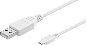 USB 2.0 Adapter cable, USB plug type A to micro USB plug type B, 0.6 m, white