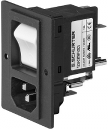 Combination element C14 or C18, 3 pole/2 pole, screw mounting, plug-in connection, black, 3-109-717