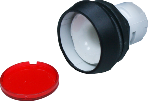 Pushbutton, illuminable, groping, waistband round, red, front ring black, mounting Ø 16.2 mm, 1.30.070.021/1306