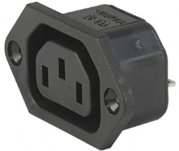 Built-in appliance socket F, 3 pole, screw mounting, solder connection, black, 3-144-641