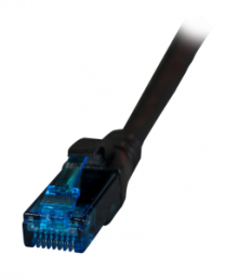 Patch cable, RJ45 plug, straight to RJ45 plug, straight, Cat 6A, U/UTP, LSZH, 1 m, black
