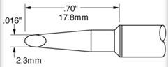 Soldering tip, Hoof shape, (W) 2.3 mm, 357 °C, SSC-639A