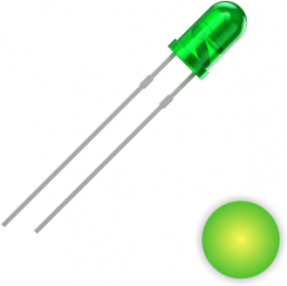 LED, THT, Ø 3 mm, green/yellow, 569 nm, 700 mcd, 30°, 2111O153