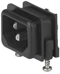 Combination element C14, 3 pole, screw mounting, PCB connection, black, GSF1.2206.01
