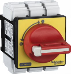 Emergency stop/main switch, Rotary actuator, 3 pole, 63 A, (W x H) 60 x 83 mm, screw mounting, VCF3