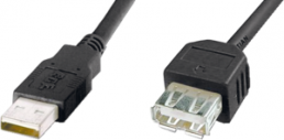 USB 2.0 extension line, USB plug type A to USB socket type A, 5 m, black