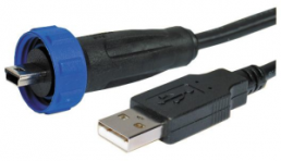 USB 2.0 Adapter cable, mini USB plug type B to USB plug type A, 4.5 m, black
