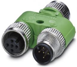 Adapter, M12 (5 pole, socket/plug) to M12 (5 pole, plug), Y-shape, 1526253