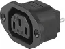 Built-in appliance socket F, 3 pole, screw mounting, solder connection, black, 6182.0028