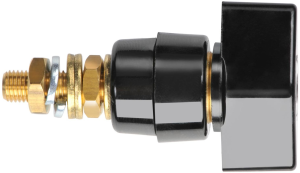 Pole terminal, 4 mm, black, 1000 V, 63 A, screw connection, nickel-plated, POL 631 / SW