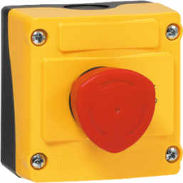 Emergency stop switch in the enclosure, 1 emergency stop pushbutton red, 1 Form B (N/C), latching, LBX10410