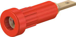 2 mm socket, flat plug connection, mounting Ø 4.9 mm, red, 23.1011-22