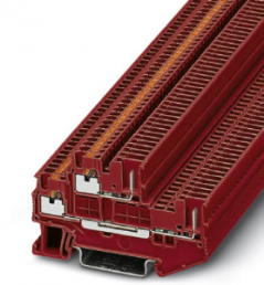 Double level terminal, push-in connection, 0.14-1.5 mm², 4 pole, 16 A, 6 kV, red, 3212443