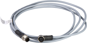 Sensor actuator cable, M12-cable plug, straight to cable socket, angled, 4 pole, 2 m, PVC, gray, 3 A, XZCRV1512041C2