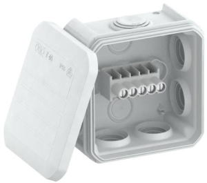 Cable junction box with 5 terminals, 7xM25, 4 mm², light gray