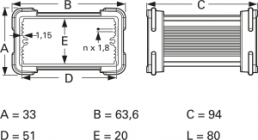 Aluminum enclosure, (L x W x H) 80 x 63.6 x 33 mm, gray (RAL 7005), IP54, 10035338