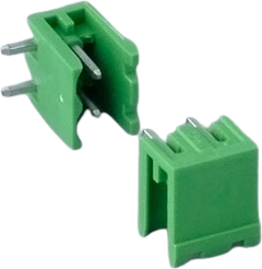 Pin header, 2 pole, pitch 5.08 mm, angled, green, B6606222