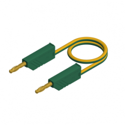Measuring lead with (4 mm plug, spring-loaded, straight) to (4 mm plug, spring-loaded, straight), 1.5 m, green/yellow, PVC, 2.5 mm², CAT O