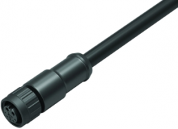 Sensor actuator cable, M12-cable socket, straight to open end, 4 pole/2 x 3 pole, 1.85 m, PUR, black, 77 8406 0000 30709-0185