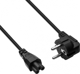 Power cord, Europe, CEE 7/7, straight on C5-plug, angled, black, 1.5 m