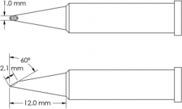 Soldering tip, Hoof shape, Ø 1 mm, (L) 12 mm, GT6-HF6010V
