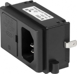 Combination element C14, 3 pole, screw mounting, PCB connection, black, KP01.1352.01