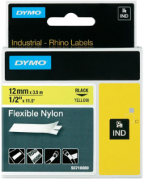 Labelling tape cartridge, 12 mm, tape yellow, font black, 3.5 m, 18490