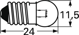 Incandescent bulb, E10, 0.27 W, 3.8 V (DC), 2700 K, clear