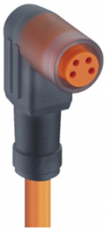 Sensor actuator cable, M8-cable socket, angled to open end, 4 pole, 1 m, PVC, orange, 4 A, 934636487
