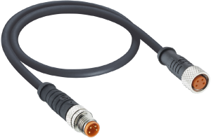 Sensor actuator cable, M8-cable plug, straight to M8-cable socket, straight, 3 pole, 1.5 m, PUR, black, 4 A, 0810 0800 03 300 1,5M