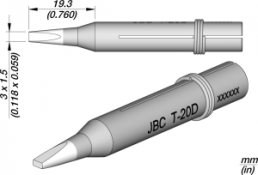 JBC soldering tip T-20D, T-20D/3 x 1.5 mm