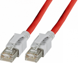 Patch cable with illuminated plugs, RJ45 plug, straight to RJ45 plug, straight, Cat 6A, S/FTP, LSZH, 1 m, red