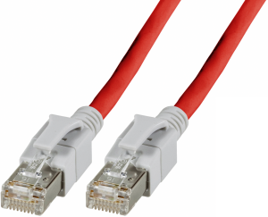 Patch cable with illuminated plugs, RJ45 plug, straight to RJ45 plug, straight, Cat 6A, S/FTP, LSZH, 10 m, red