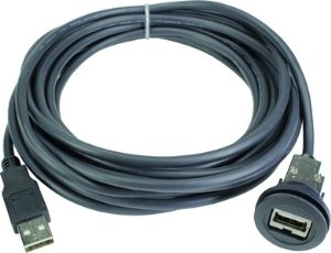 USB 2.0 Cable for front panel mounting, USB socket type A to USB plug type A, 0.5 m, black