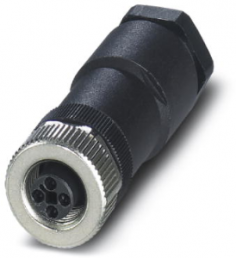 Socket, M12, 4 pole, screw connection, screw locking, straight, 1404644