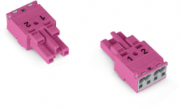 Socket, 2 pole, spring-clamp connection, 0.5-4.0 mm², pink, 770-282