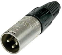 XLR plug, 3 pole, silver-plated, 2.5 mm², AWG 14, metal, NC3MX