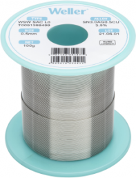 Solder wire, lead-free, SAC (Sn3.0Ag0.5Cu3.5%), Ø 0.5 mm, 100 g