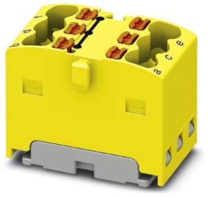Distribution block, push-in connection, 0.14-2.5 mm², 6 pole, 17.5 A, 6 kV, yellow, 3002768