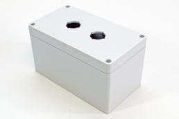 Polycarbonate push button enclosure, (L x W x H) 160 x 90 x 90 mm, light gray (RAL 7035), IP66, 1554MPB2D