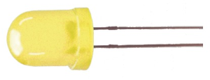 LED, THT, Ø 8 mm, yellow, 590 nm, 20 to 50 mcd, 30°, L-793YD