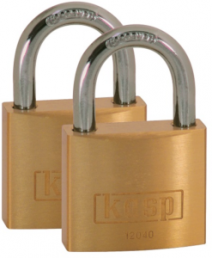Padlock, double pack, keyed alike, level 4, shackle (H) 22 mm, brass, (B) 40 mm, K12040D2