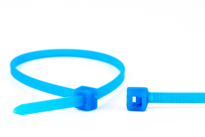 Cable ties for increased requirements, ethylene tetrafluoroethylene copolymer, (L x W) 100 x 2.5 mm, bundle-Ø 22 mm, blue, -46 to 150 °C
