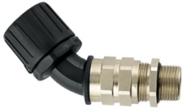 45° hose fitting, M40, 36 mm, Polyamide/Brass, nickel-plated, IP66, black, (L) 140 mm