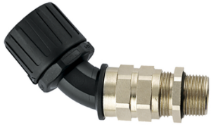 45° hose fitting, M20, 17 mm, Polyamide/Brass, nickel-plated, IP66, black, (L) 100 mm