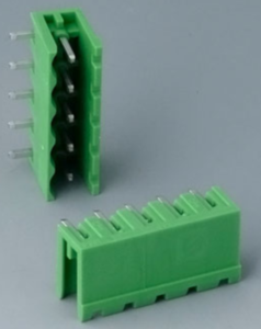 Pin header, 5 pole, pitch 5.08 mm, angled, green, B6601222