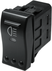 Rocker switch, black, 1 pole, On-Off, off switch, 10 A/12 VDC, IP66, illuminated, printed