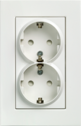 German schuko-style double socket outlet, white, 16 A/250 V, Germany, IP20, 5UB2213-3