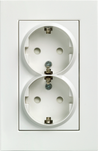German schuko-style double socket outlet, white, 16 A/250 V, Germany, IP20, 5UB2213-3KK